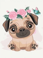 Дитяча картина за номерами BrushMe Милий мопс 30х40см KBS7106