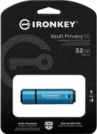 Флеш пам'ять USB Kingston IronKey Vault Privacy 50 64GB USB 3.2 Type-C Blue (IKVP50C/64GB) - зображення 3