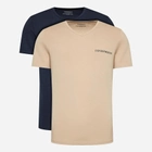 Набір бавовняних футболок чоловічих Emporio Armani 3F717111849-11350 L 2 шт Синій/Бежевий (8057767239602) - зображення 1