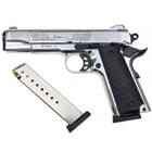 Стартовый пистолет Colt 1911, KUZEY 911#6 Matte Chrome Plating, Engraved/Black Grips, Сигнальный пистолет под холостой патрон 9мм, Шумовой - изображение 6