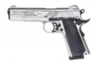 Стартовый пистолет Colt 1911, KUZEY 911#6 Matte Chrome Plating, Engraved/Black Grips, Сигнальный пистолет под холостой патрон 9мм, Шумовой - изображение 8