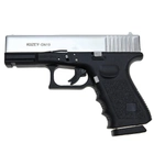 Стартовий пістолет Glock 17, KUZEY GN-19#1 Shiny Chrome Plating/Black Grips, Сигнальний пістолет під холостий патрон 9мм, Шумовий - зображення 6