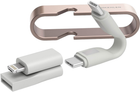 Kabel + brelok Vonmahlen High Six 2 x USB Type-C - USB Type-A + micro-USB - Apple Lightning 0.6 m Rose Gold/White (HSI00004) - obraz 3