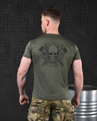 Череп футболка тактическая потоотводящая олива odin m - изображение 6