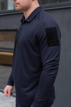 Поло с длинным мужским рукавом для ДСНС с липучками под шевроны темно-синий цвет ткань CoolPass M - изображение 5
