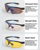 Защитные тактические.спортивные очки с поляризацией RockBros синие .5 комплектов линз - изображение 4