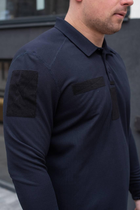 Поло с длинным мужским рукавом для ДСНС с липучками под шевроны темно-синий цвет ткань CoolPass 3XL - изображение 4