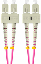 Patchcord optyczny Lanberg MM SC/UPC - SC/UPC Duplex om4 3 mm 5 m Violet (FO-SUSU-MD41-0050-VT) - obraz 1