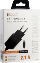 Мережевий зарядний пристрій Libox LB0143 2.1A з кабелем microUSB Чорний (ŁAD-INN-0000003) - зображення 3