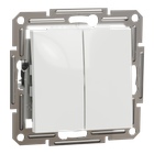 Проходной выключатель двухклавишный ASFORA 71x71x43mm ABS белый [EPH0670121] Schneider Electric