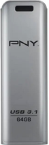 Pendrive PNY Elite 64GB USB 3.1 Silver (FD64GESTEEL31G-EF) - obraz 2