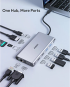 Алюмінієвий Хаб USB-C 10в1 RJ45 Ethernet 10/100/1000Mbps 4xUSB HDMI 4k при 30Hz SD i microSD USB-C Power Delivery 100W (5902666662927) - зображення 3