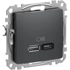Розетка USB двойная А+А, 2.1А 230В Антрацит Sedna Design Schneider Electric SDD114404