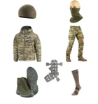 M-tac комплект куртка, штани з тактичними наколінниками, черевики, шапка, бафф Мультикам XL - зображення 1