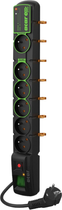 Listwa przeciwprzepięciowa HSK Data Acar ECO Plus 6 gniazd 1.5 m Black/Green (5904743386306) - obraz 1