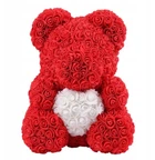 Мишка из роз с сердцем Красный 40 см.