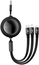 Kabel Baseus Bright Mirror 3 3w1 micro-USB - Lightning - USB Type-C 1.1 m Black (CAMJ010101) - obraz 1