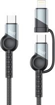 Kabel Budi 2w1 USB Type-A - USB Type-C - Lightning 1 m Black (6971536927151) - obraz 1