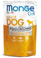 Корм Monge Dog Wet GRILL Puppy & Junior Pollo e Taccino влажный с курицей и индейкой