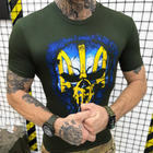 Чоловіча бавовнана Футболка Punisher із патріотичним принтом "Череп" олива розмір 3XL - зображення 7