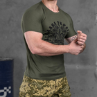 Мужская потоотводящая футболка Coolmax с принтом "Слава Украине" олива размер XL - изображение 3