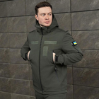 Демісезонна Куртка Soft Shell зі знімним капюшоном та липучками + Подарунок шеврон "Прапор України" хакі розмір M - зображення 3