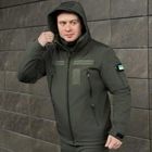 Демісезонна Куртка Soft Shell зі знімним капюшоном та липучками + Подарунок шеврон "Прапор України" хакі розмір M - зображення 5