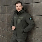 Демісезонна Куртка Soft Shell зі знімним капюшоном та липучками + Подарунок шеврон "Прапор України" хакі розмір S - зображення 4