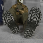 Чоловічі шкіряні кросівки із вставками з текстилю олива розмір 45 - зображення 5
