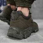 Мужские кожаные кроссовки с вставками текстиля олива размер 42 - изображение 4