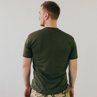 Мужская хлопковая футболка с круглой горловиной олива размер L - изображение 5