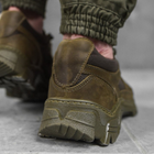 Чоловічі шкіряні кросівки із сітчастими вставками олива розмір 42 - зображення 4