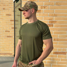 Мужская воздухопроницаемая футболка CoolMax олива размер 2XL - изображение 2