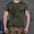 Потоотводящая мужская футболка Coolmax с принтом "Сoлдaт" олива размер M