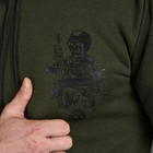 Чоловіче худі тринитка на флісі / Кофта з принтом "Смерть зачекає" олива розмір XL - зображення 7