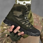Мужские кожаные Ботинки Stabilet на резиновой протекторной подошве / Крепкие Берцы олива размер 41 - изображение 5