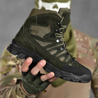 Мужские кожаные Ботинки Stabilet на резиновой протекторной подошве / Крепкие Берцы олива размер 44 - изображение 5