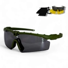 Очки солнцезащитные набор спортивные тактические с тремя сменными линзами 6030_Green - изображение 1