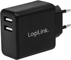 Ładowarka sieciowa LogiLink 2-Port USB-A/USB-C 12 W Czarna (4052792055078) - obraz 1