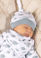 Дитяча шапочка-вузлик для новонароджених для хлопчика Nicol 205054 56 см Білий/Сірий (5905601015468) - зображення 3
