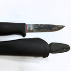 Нож фиксированный Mora 711 (длина: 230мм, лезвие: 102мм), черный/красный(ржавчина на лезвии) - изображение 3