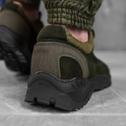 Мужские кожаные Кроссовки на прошитой резиновой подошве олива размер 40 - изображение 2