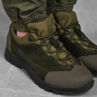 Мужские кожаные Кроссовки на прошитой резиновой подошве олива размер 46 - изображение 6