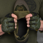 Мужские кожаные Кроссовки на прошитой резиновой подошве олива размер 41 - изображение 5