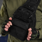 Нагрудна сумка Triada Cordura 1000D / Однолямний рюкзак чорний розмір 19х27х10 см - зображення 4
