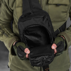 Нагрудна Сумка із липучкою під Шеврон / Міцний однолямний Рюкзак Cordura 1000D чорний розмір 24х18х10 см - зображення 7