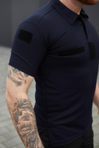 Мужская футболка Поло для ДСНС темно-синяя ткань Cool-pass размер 52 - изображение 4
