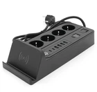 Мережевий фільтр-подовжувач Voltronic G-12H, 4 Socket+4 USB 3,2А+2 Type-C +бездротова зарядка +таймер, 2м, Black