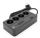 Мережевий фільтр-подовжувач Voltronic G-13, 3000W, 4 Socket + 4 USB 3,2А + 2 Type-C, 2м, Black