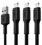 Набір кабелів Green Cell Ray Set 3x USB-A – Lightning  LED 2 м Black (KABGCSET06) - зображення 1